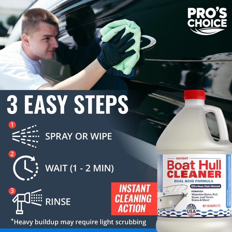 Escentile [1 Galllon] Instant Boat Hull Cleaner - Made in USA - Powerful Dual Acid Formula Easily Removes Scum Lines, Rust Stains, Hard Waterlines, & More from Fiberglass, Gelcoat & Painted Boat Surfaces - Image 4